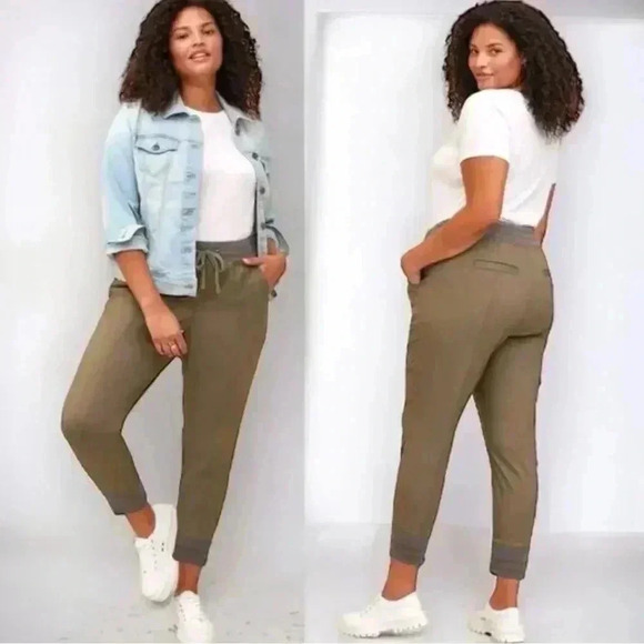 Torrid Olive Classic Fit Stretch Poplin Mid-Rise Jogger Pant 2 2XL - Picture 1 of 10
